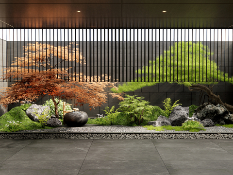  新中式庭院景观 天井景观su模型 