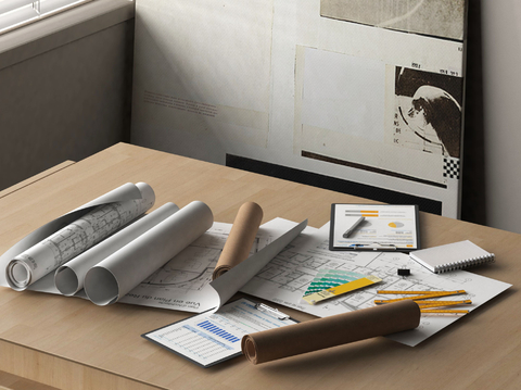  办公用具 纸笔 图纸su模型 