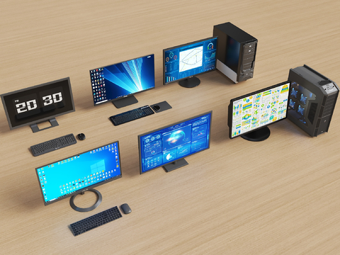  电脑 键盘 鼠标 电脑主机su模型 