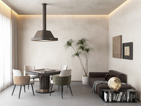  侘寂麻将室 棋牌室su模型 