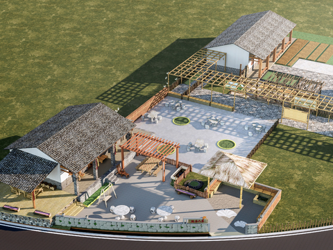  现代乡村民房 乡村建筑 院落su模型 