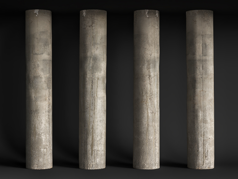  混凝土柱 圆柱su模型 