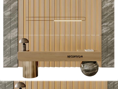  公司接待前台 接待处su模型 