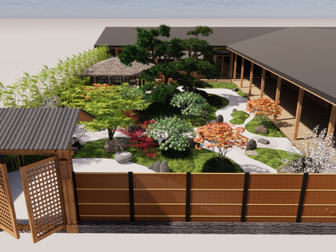 新中式庭院 花园su模型