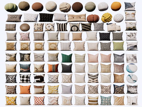  现代枕头 靠枕 抱枕su模型 