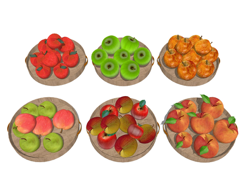  苹果水果 青红苹果su模型 