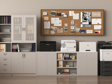  文件柜 档案柜 打印机su模型 