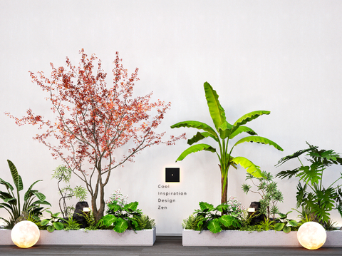  庭院小品 植物堆su模型 