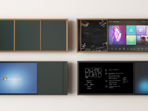  黑板 电子屏 展示屏su模型 