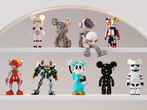  现代公仔摆件 潮玩 雕塑摆件su模型 