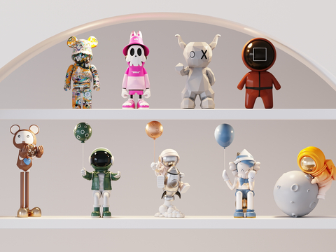  公仔摆件 潮玩 雕塑摆件su模型 