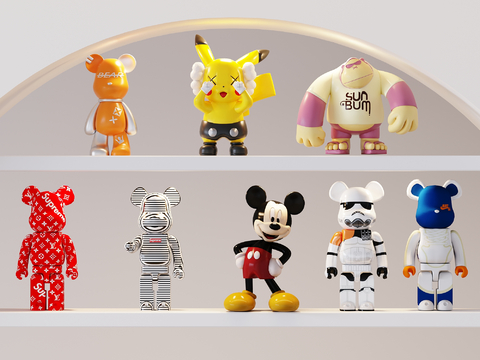  现代公仔摆件 潮玩 雕塑摆件su模型 