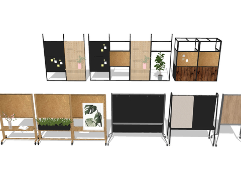  办公写字板 粉笔 黑板砧板su模型 