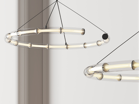  现代玻璃吊灯 环形吊灯su模型 