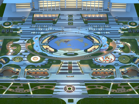  商圈鸟瞰图su模型 