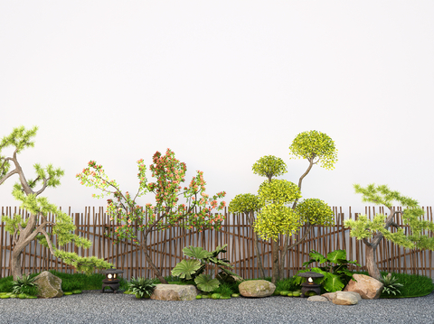  庭院造景 庭院小品su模型 