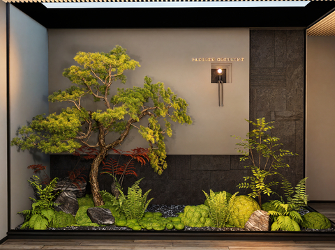  庭院景观小品 植物堆su模型 