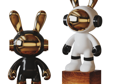  现代卡通兔雕塑 卡通潮玩su模型 