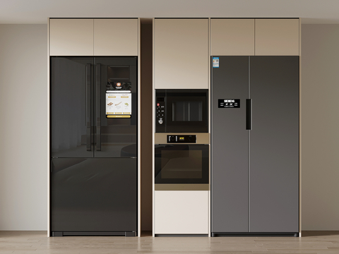  现代冰箱 蒸箱烤箱su模型 