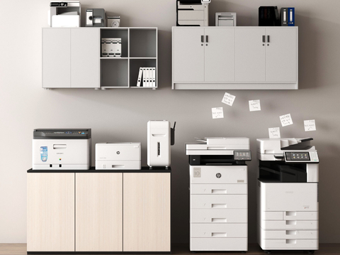  打印机 复印机 扫描机 文件柜su模型 