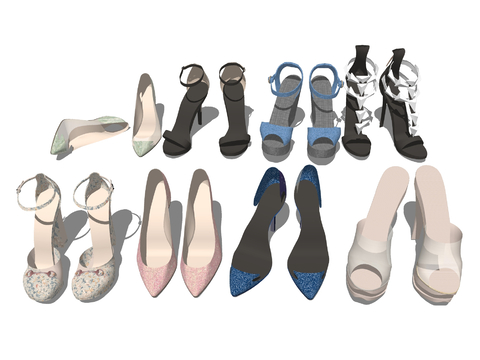  女士高跟鞋 鞋子凉鞋su模型 