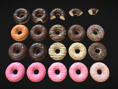  甜甜圈 食物面包  甜品su模型 