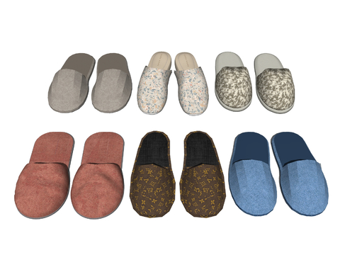  棉拖鞋 居家鞋子su模型 