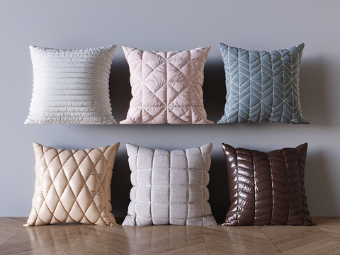  现代皮质沙发抱枕su模型 