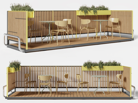  户外桌椅 商业外摆su模型 