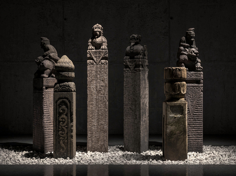  新中式拴马桩 云柱 石柱su模型 