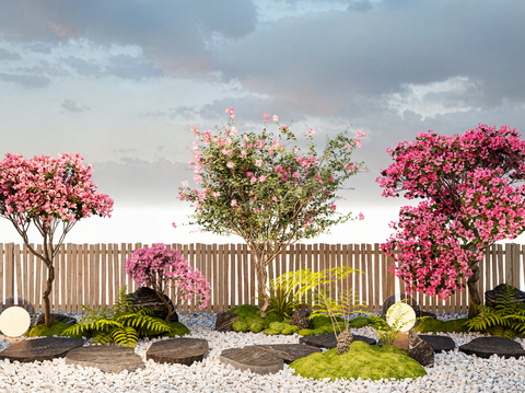  景观树 茶花树 庭院树 紫薇su模型 