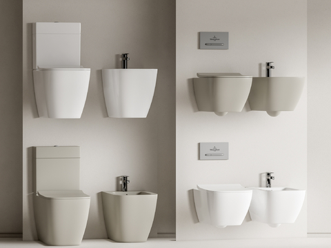  壁挂式马桶 坐便器su模型 