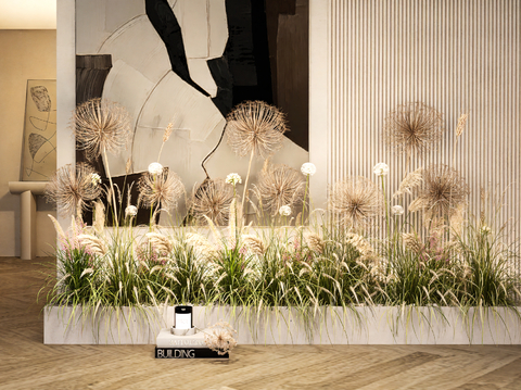  植物造景 植物堆 蒲公英 芦苇su模型 