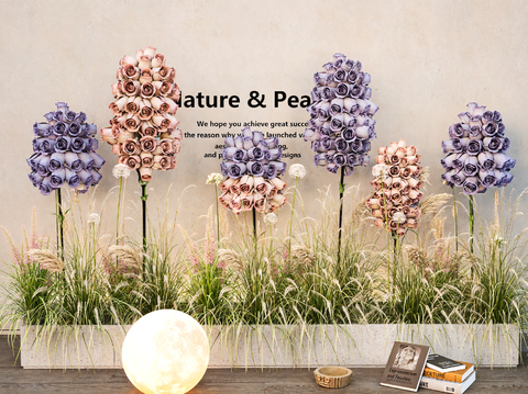  狼尾草造景 植物堆su模型 