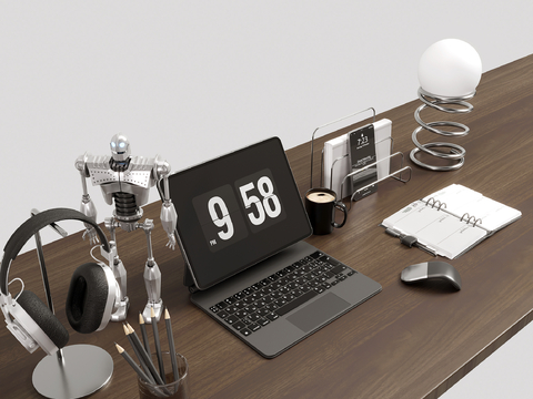  办公用品 电脑 书籍 耳机su模型 