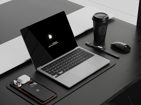  办公用品 桌面摆件 笔记本电脑 手机 耳机su模型 