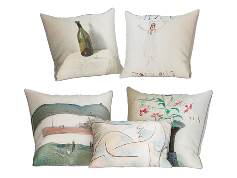  现代靠枕 抱枕su模型 