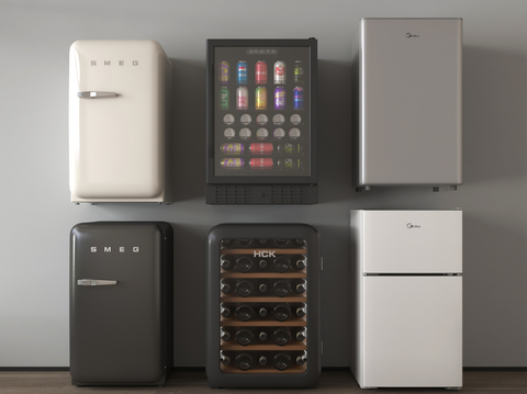  小冰箱 迷你冰箱 饮料冷藏柜 车载冰箱su模型 