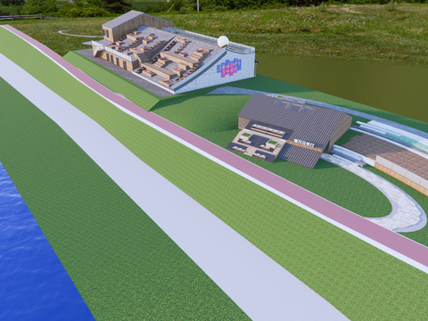  商业民宿鸟瞰su模型 