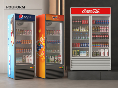  超市冰箱 冰柜 饮料柜 冷藏柜su模型 