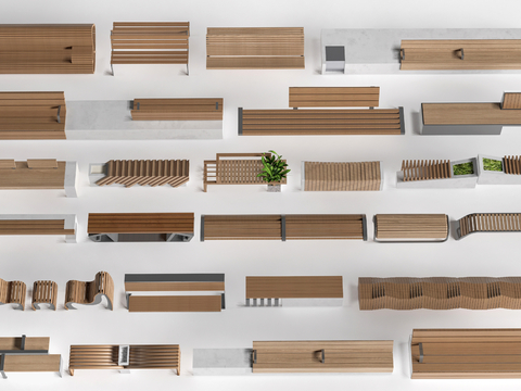  景观座椅 公园座椅 户外座凳su模型 