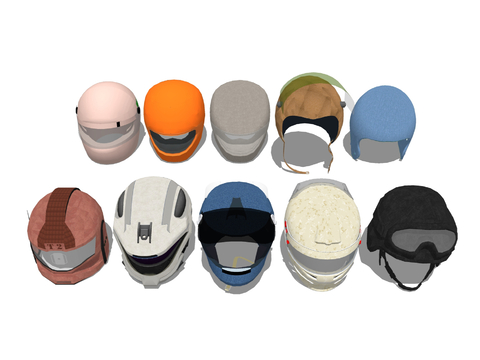  摩托车安全帽 电动车头盔su模型 