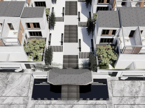  别墅鸟瞰su模型 