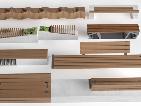  景观座椅 公园座椅 户外座凳su模型 