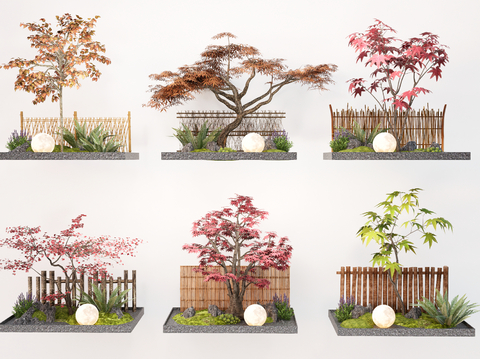  景观树 红叶树 行道树su模型 