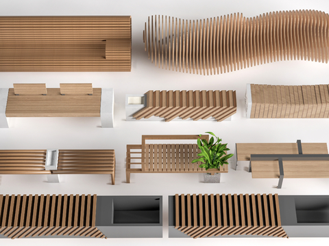  景观座椅 公园座椅 户外座凳su模型 