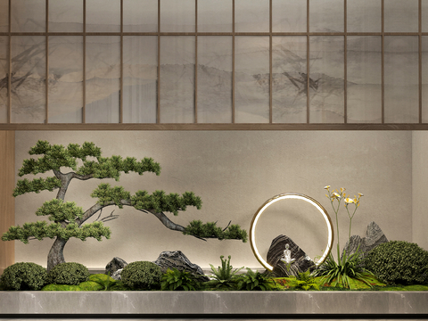  松树造景 植物堆su模型 