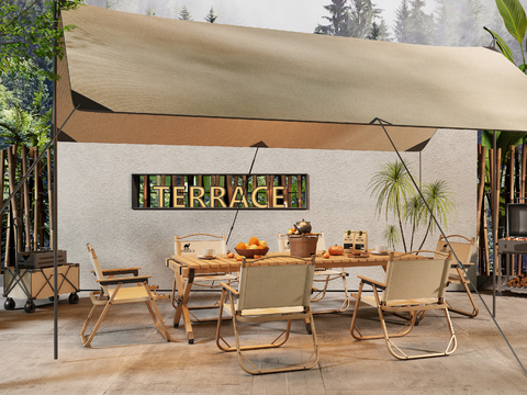  露营帐篷 户外桌椅 露营营地su模型 