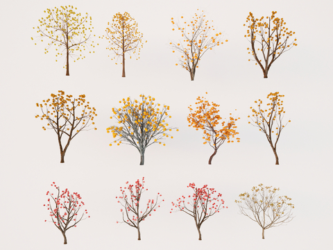  果树 橘子树 石榴树 景观树su模型 