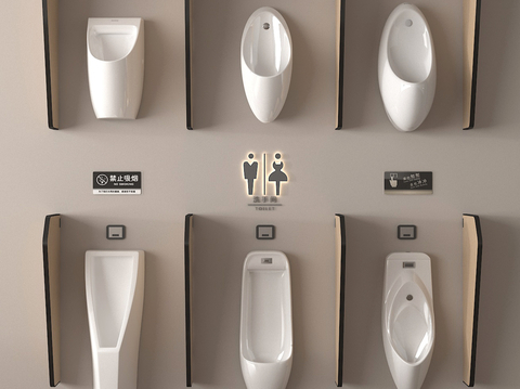  小便池 小便斗 小便器su模型 